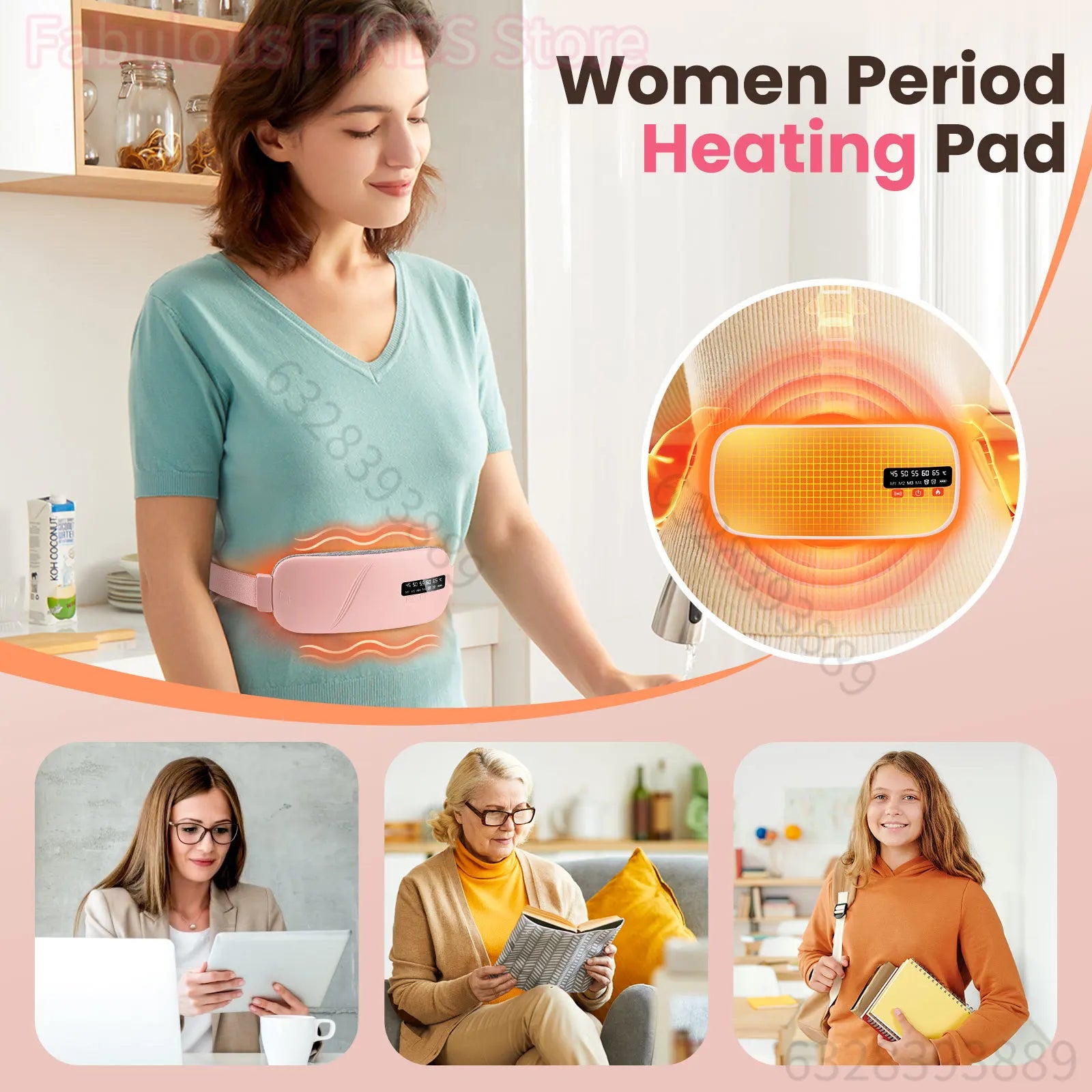 Rechargeable Heated Menstrual Waist Massager for Women