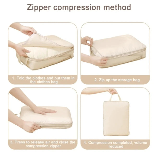 4Pcs Set Travel Compression Packing Cubes Bag Organizers Waterproof Luggage Cases for Suitcase Clothes Portable Drawer Bags
