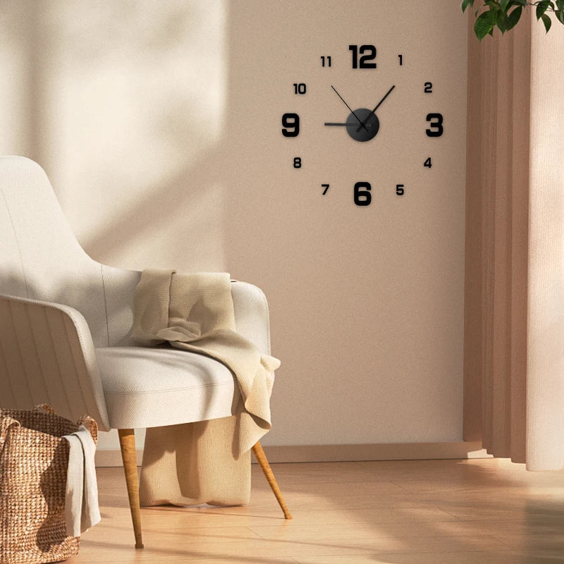 Creative Frameless DIY Wall Clock – Silent Home & Office Wall Decoration