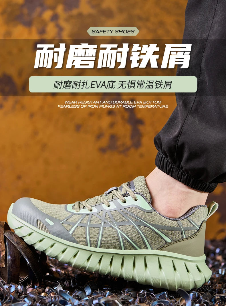 Pink Women’s Steel Toe Work Sneakers – Lightweight Safety Shoes Anti-Smash & Anti-Puncture