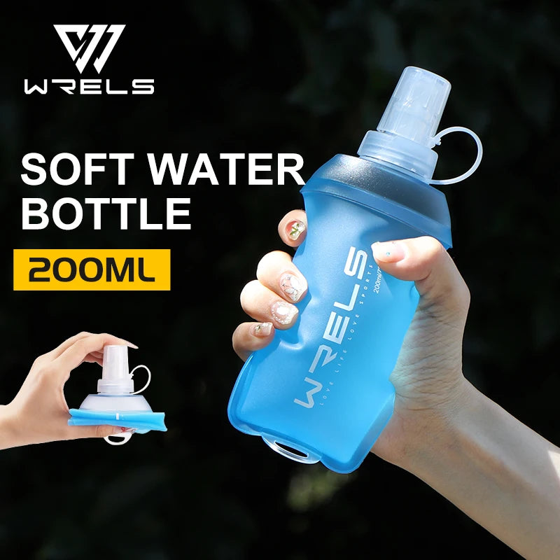 WRELS Foldable Silicone Water Bottle Outdoors Traveling Sport Running Cycling Kettle Healthy Soft Material TPU BPA-Free Kettle