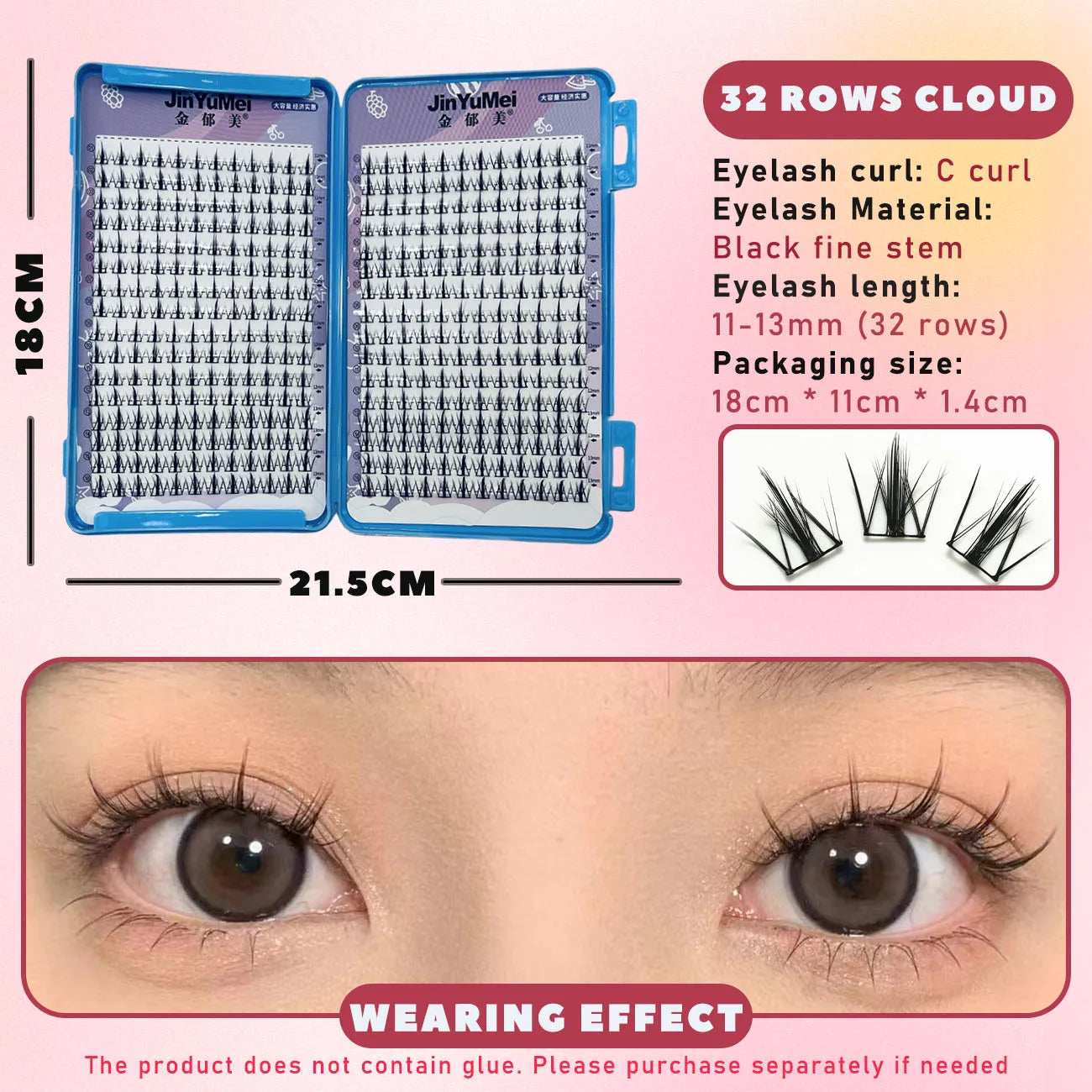 32 Rows Large Capacity Eyelash Extensions Professional Individual Cluster DIY Natural False Lashes