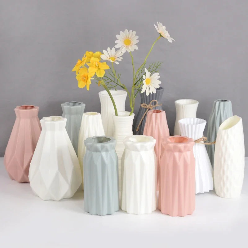 Nordic Flower Vase – Imitation Ceramic Plastic Vase for Home, Desktop & Event Décor