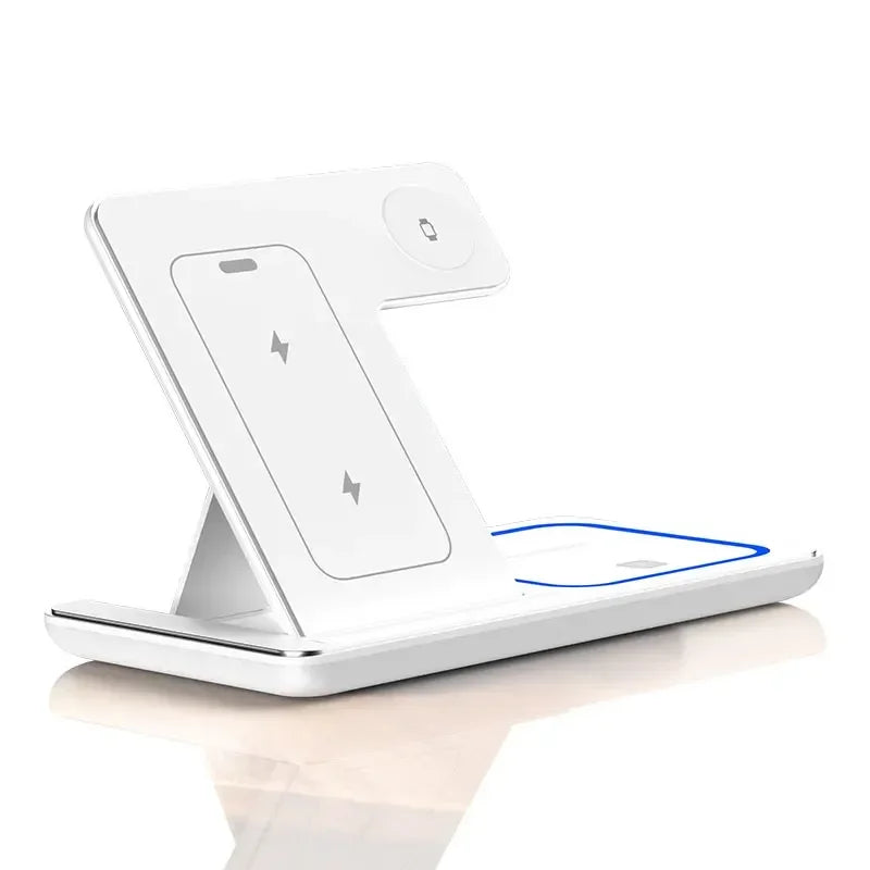 Foldable Wireless Charger Station for iPhone, Apple Watch & AirPods Fast Charging Dock