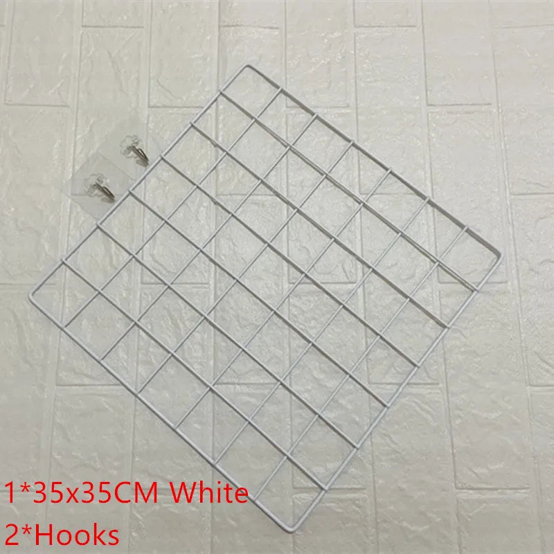 2/1pcs Iron Grid Wall Rack – INS Style Wall Decoration & Mesh Organizer Shelf for Home Display
