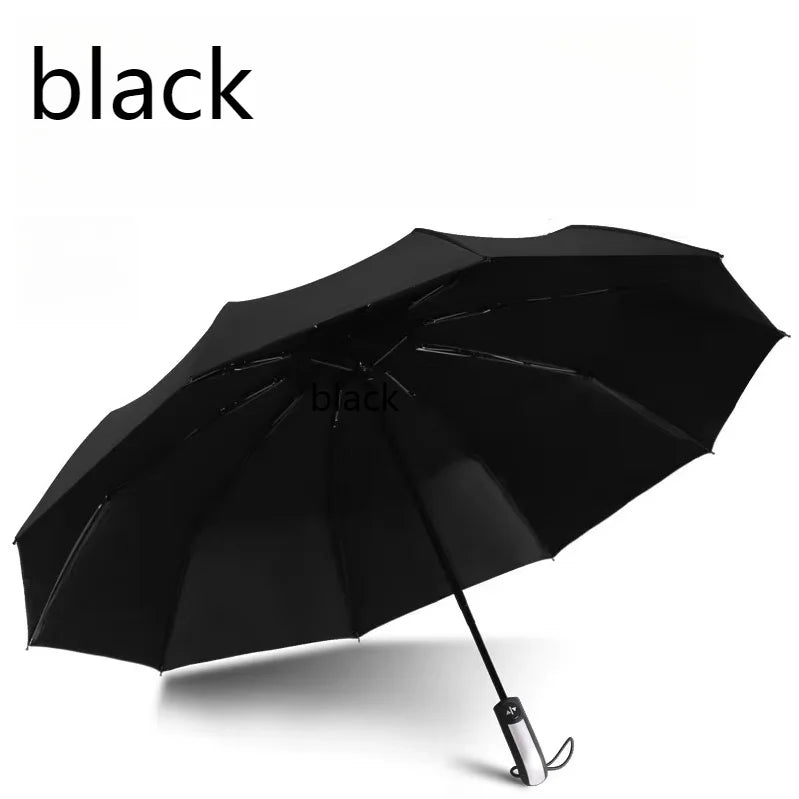 Automatic Folding Vinyl Umbrella, Ten-Bone Umbrella Is Strong, Windproof and Rainproof, Large Umbrella for Business Use