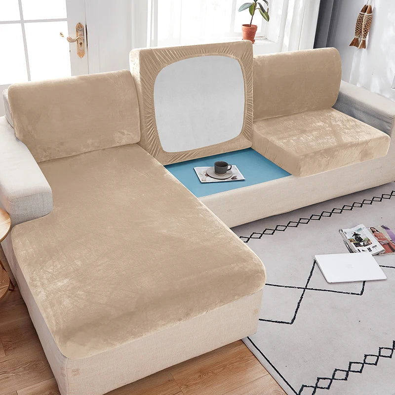 Plush Elastic Sofa Slipcover – Anti-Slip Couch Cover for Home & Office