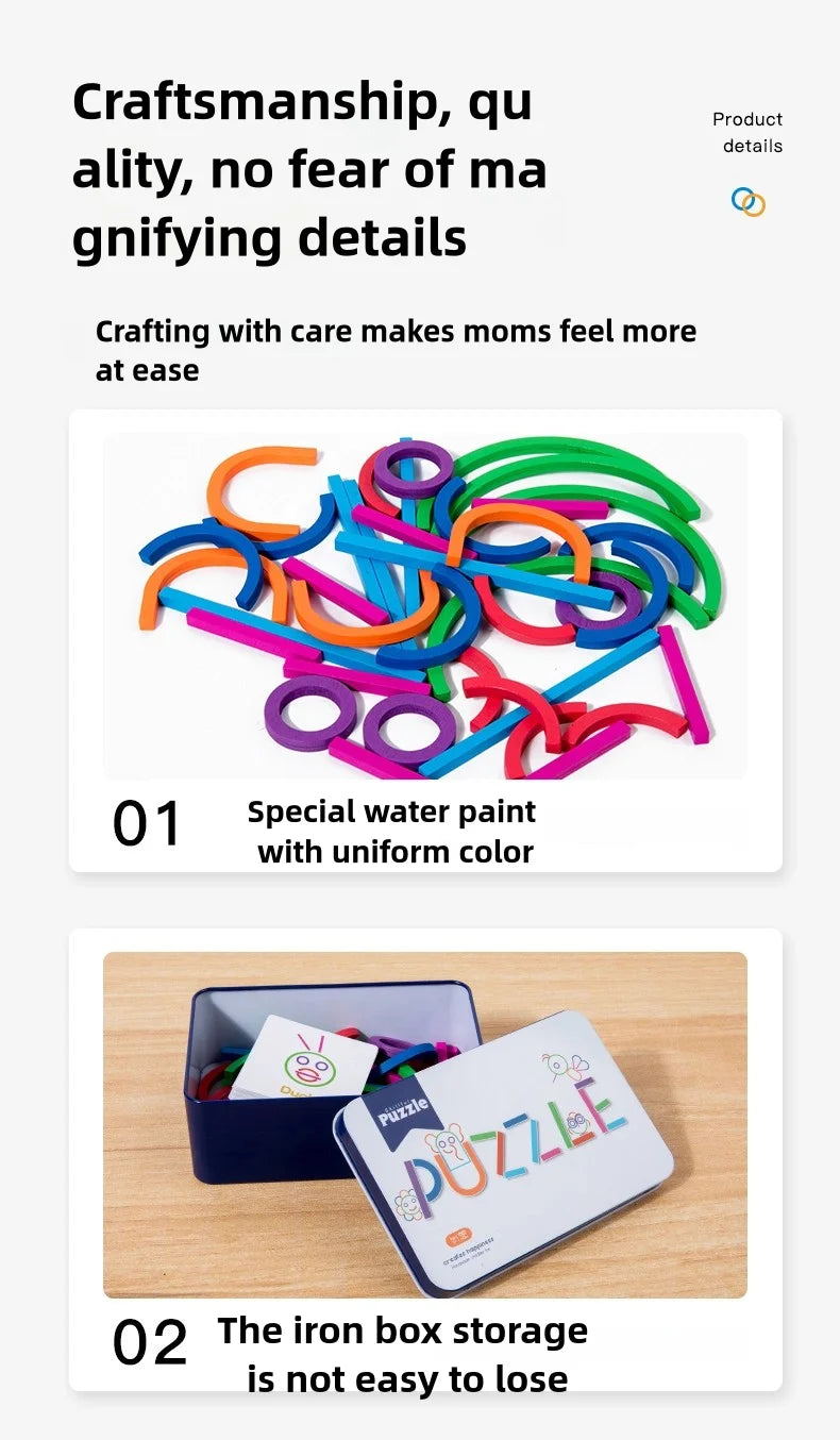 Kids Wooden Shape Board – Montessori Early Education Puzzle & Building Toy