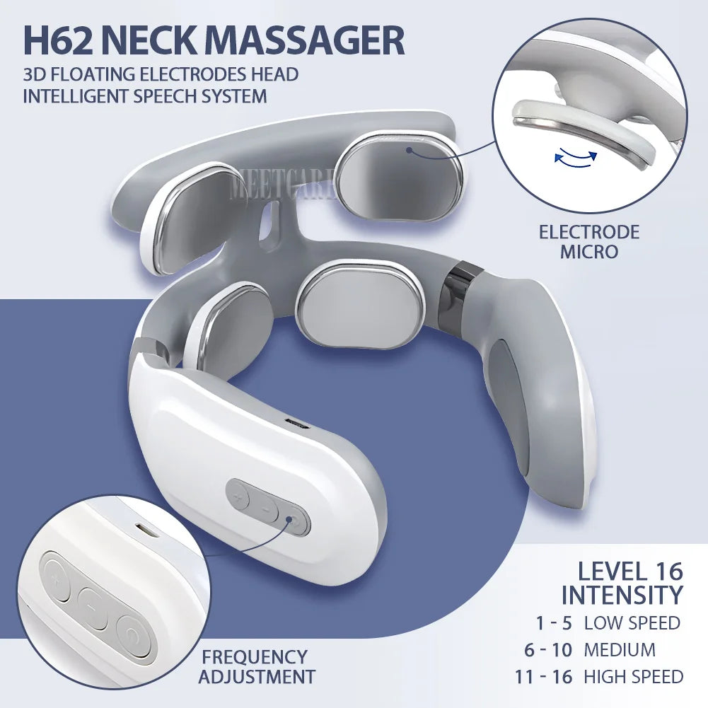 Smart Heated Neck & Back Massager – Wireless TENS Pulse Muscle Relaxer for Shoulder & Pain Relief