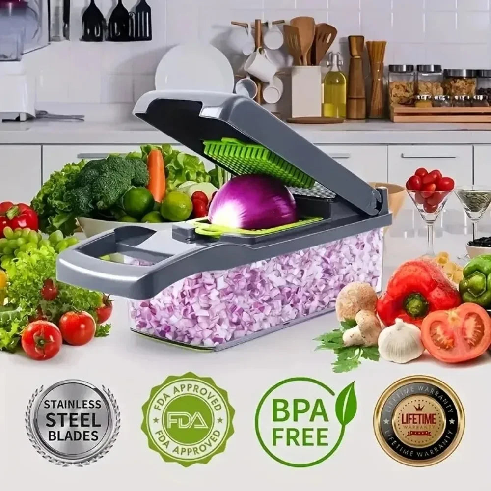 Multifunctional Vegetable Chopper – 14/16-in-1 Slicer, Dicer & Grater