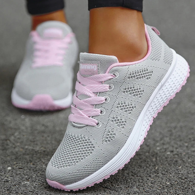 2025 Women’s Breathable Mesh Sneakers – Fashionable Lace-Up Trainers for Comfort & Style