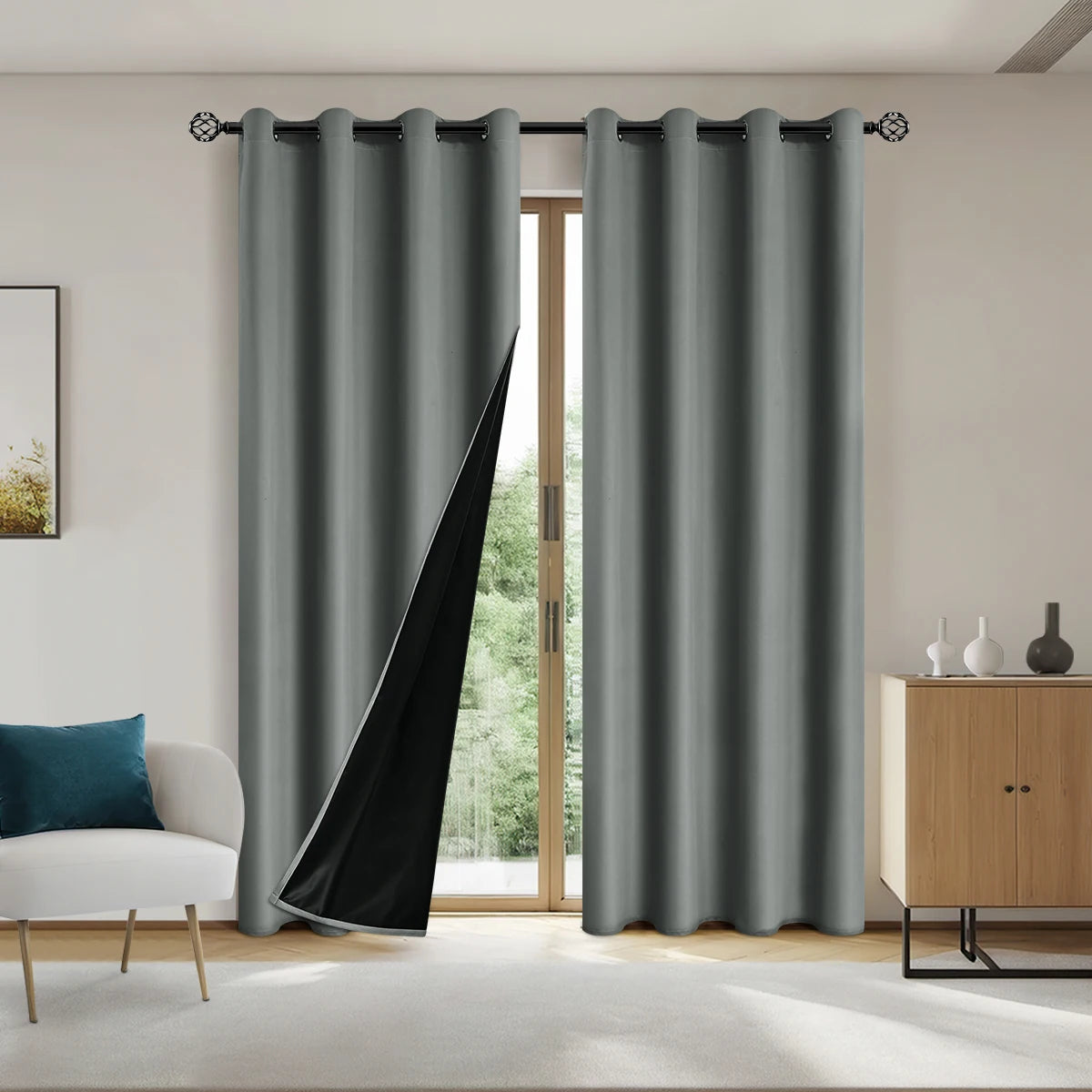 1pc Solid Blackout Curtain with Grommets – Total Privacy Bedroom Drapes