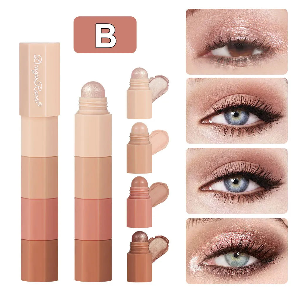 Dragon Ranee Eyeshadow Pencil 4 Colors/Set Waterproof Non-Smudge Highlighter Stick Pearlescent Matte Silkworm Lazy Eye Makeup