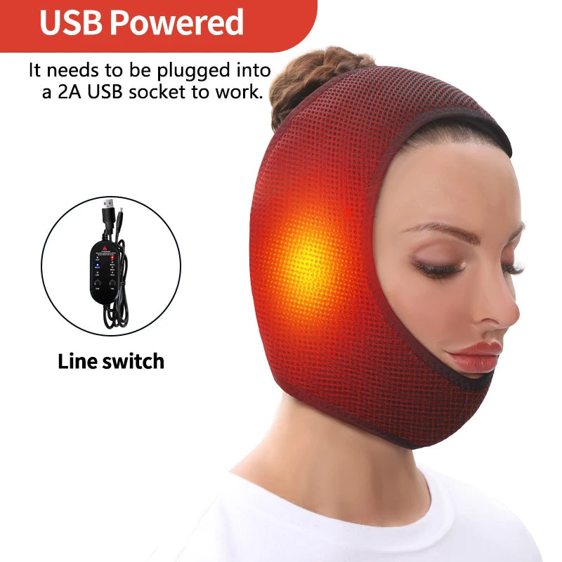 Face Heating Wrap for TMJ Relief – USB Electric Jaw Heating Pad with Adjustable Heat & Timer