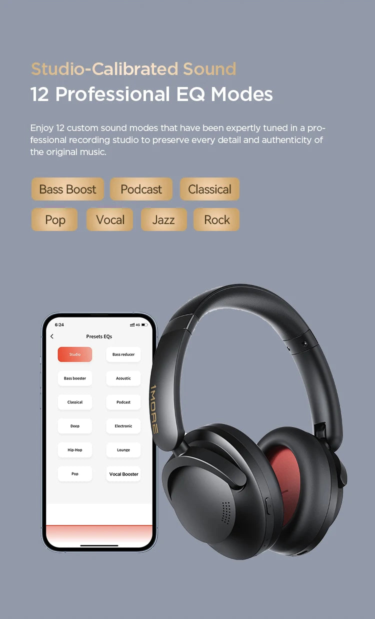 1MORE SonoFlow Pro Hi-Res ANC Bluetooth Headphones – Flash-Sale Wireless Over-Ear Headset