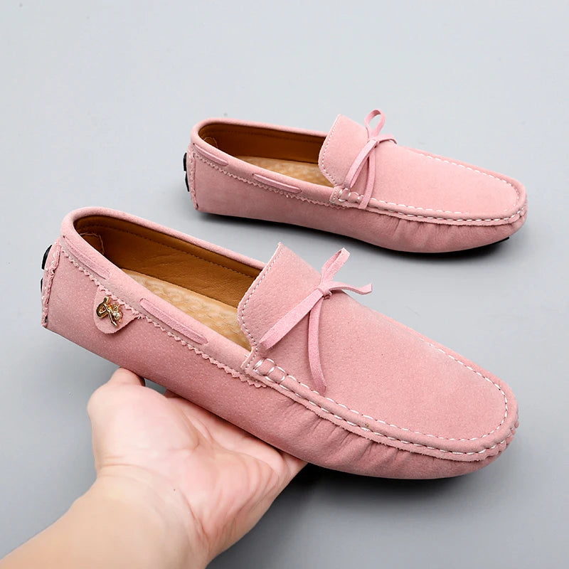 Pink Tassel Moccasin Loafers for Men – European Style Formal Dress & Party Shoes