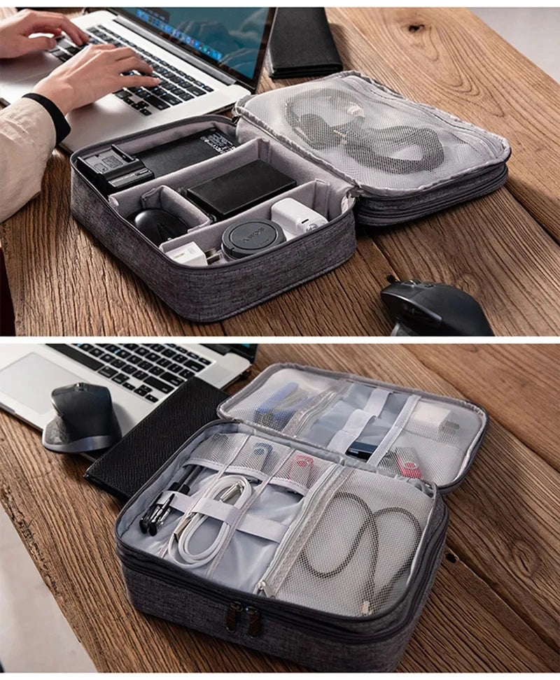 Waterproof Cable Storage Organizer Bag – Portable Travel Electronic Accessories Case for Cables & Chargers