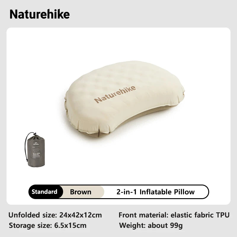 Naturehike 2-in-1 Camping Inflatable Pillow Portable Waterproof Adjustable Lumbar Neck Pillow Comfortable Outdoor Travel Pillow
