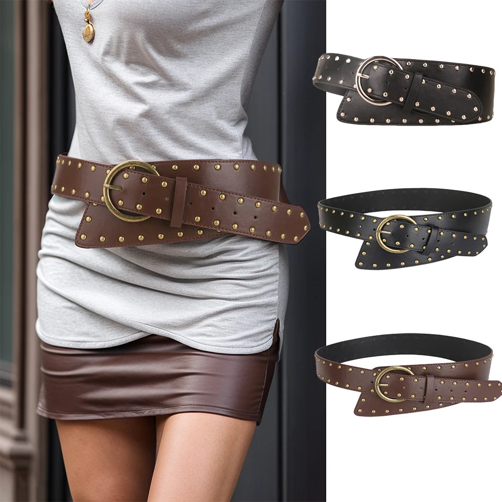 Ladies' rivet Pin buckle bronze Stud Buckle external belts For Women girdle Decorate waist Corset Pung Cowgirl On Dress Coat