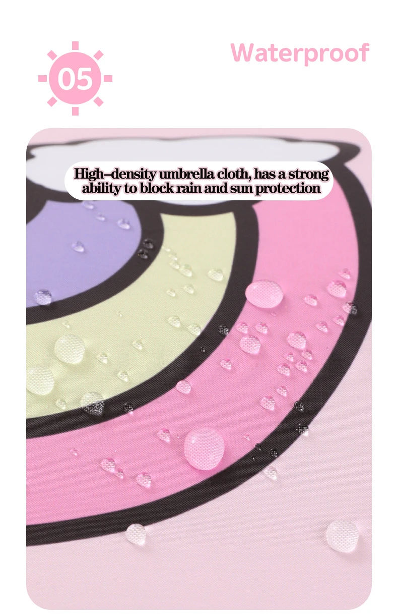 Pink Unicorn Princess Automatic Umbrella – Windproof Folding Reflective Umbrella