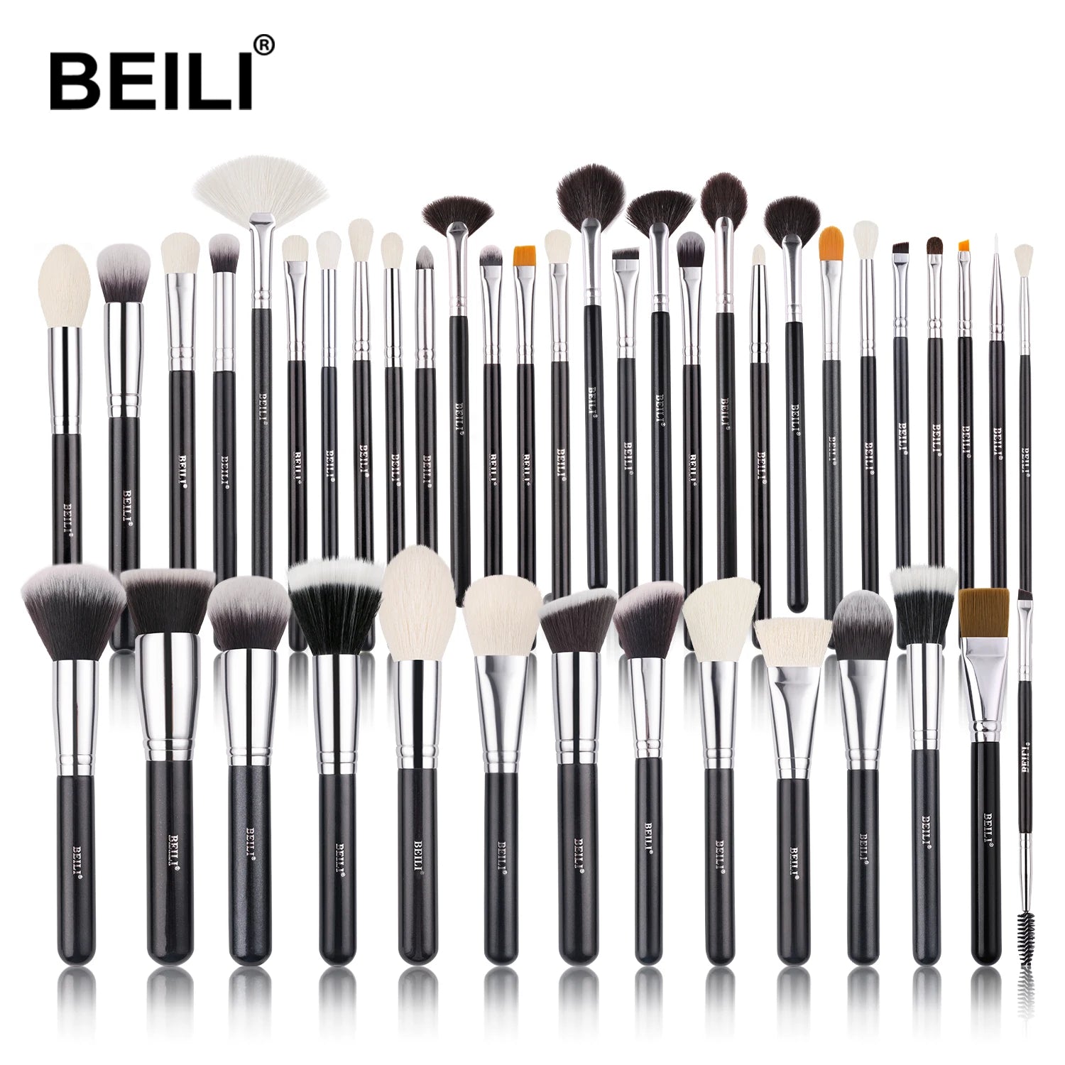 BEILI Black Makeup Brush Set – Professional Natural Goat Hair Brushes for Foundation, Powder & Eyeshadow