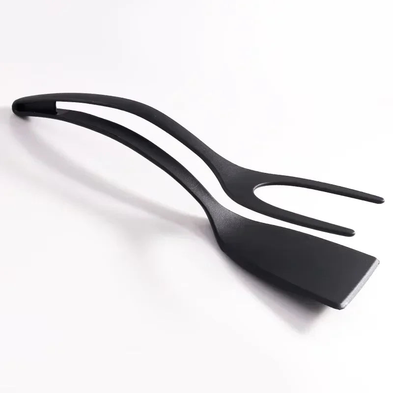 2-in-1 Silicone Egg Flipper Spatula Tongs Non-Stick Kitchen Tool
