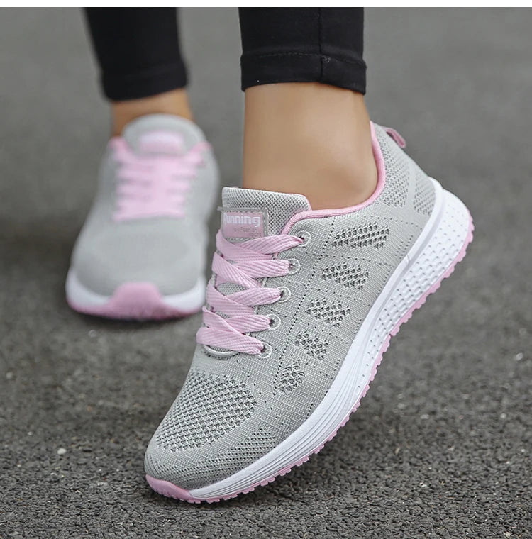 2025 Women’s Breathable Mesh Sneakers – Fashionable Lace-Up Trainers for Comfort & Style