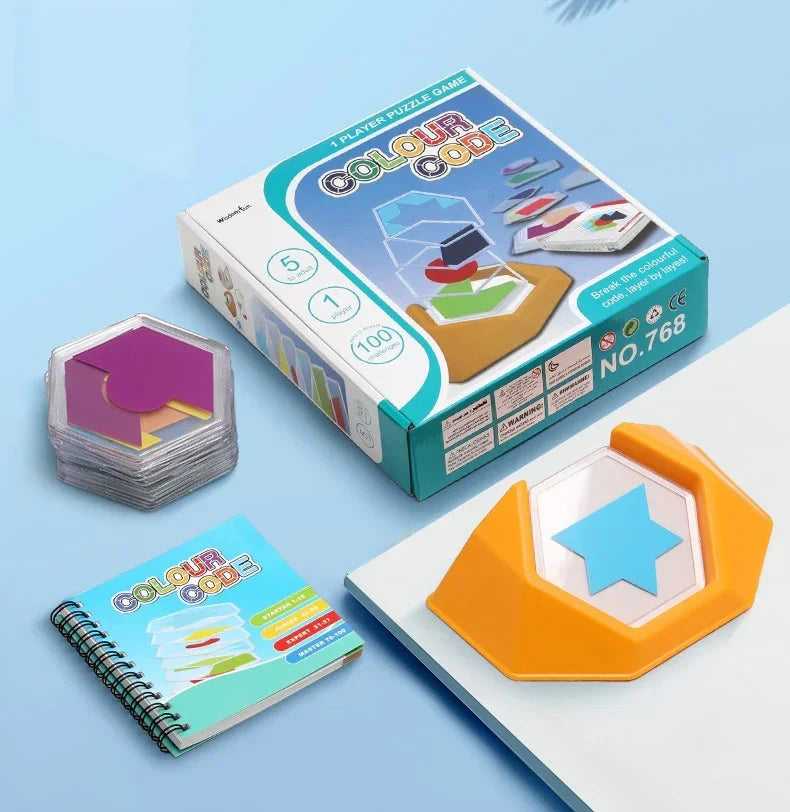 100 Challenge Color Code Puzzle Game – Interactive Tangram Jigsaw Board Educational Toy for Kids’ Spatial Learning