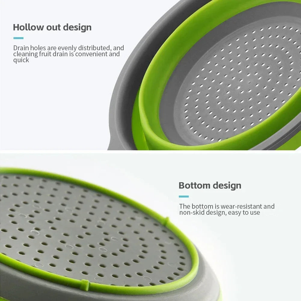 Silicone Folding Drain Basket – Collapsible Fruit & Vegetable Strainer