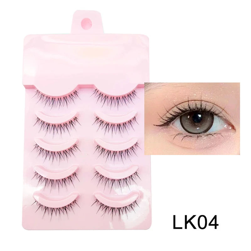 DINGSEN Anime Fake Eyelashes – 5 Pairs Natural Manga Lashes with Clear Band
