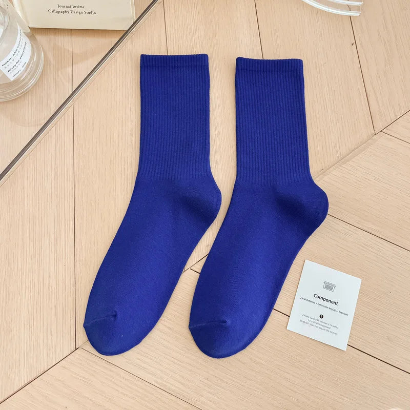 Japanese Fashion Sports Socks – Unisex Cotton Street Style Crew Socks for Autumn & Winter