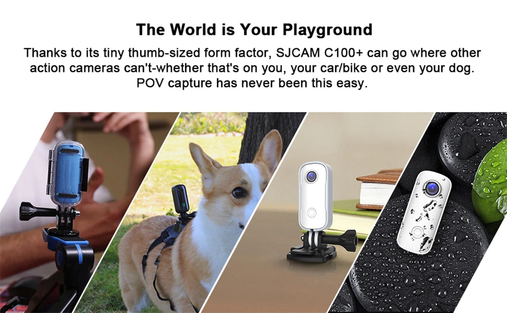 SJCAM C100 Plus 4K Action Camera – Mini Waterproof Sports Cam 30M, EIS Stabilization, WiFi, Helmet & Motorcycle Camera
