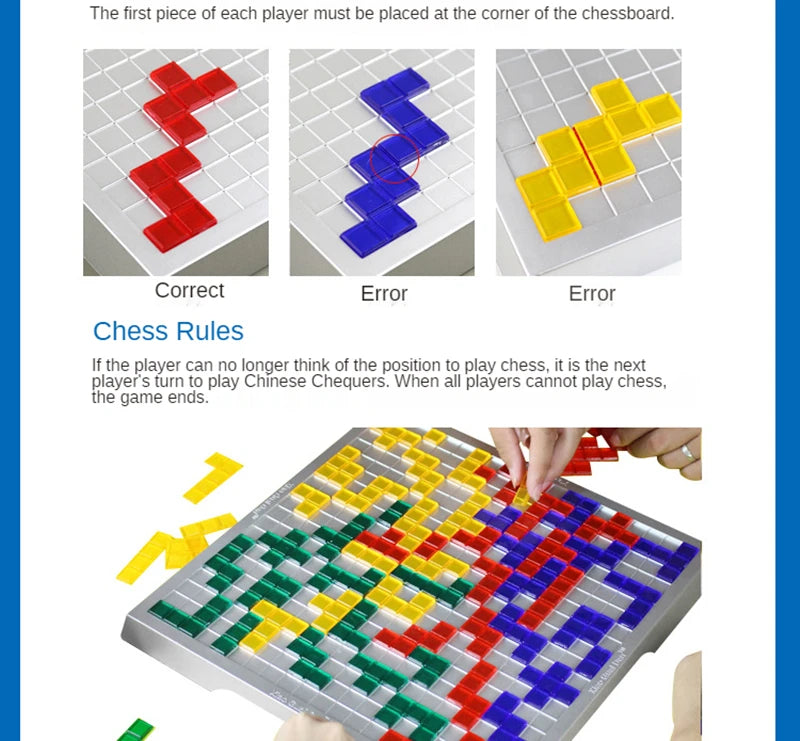 Novelty Puzzle Chess & Blokus Game – Fun Strategy Board for Kids & Family