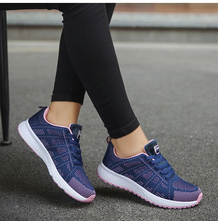 2025 Women’s Breathable Mesh Sneakers – Fashionable Lace-Up Trainers for Comfort & Style