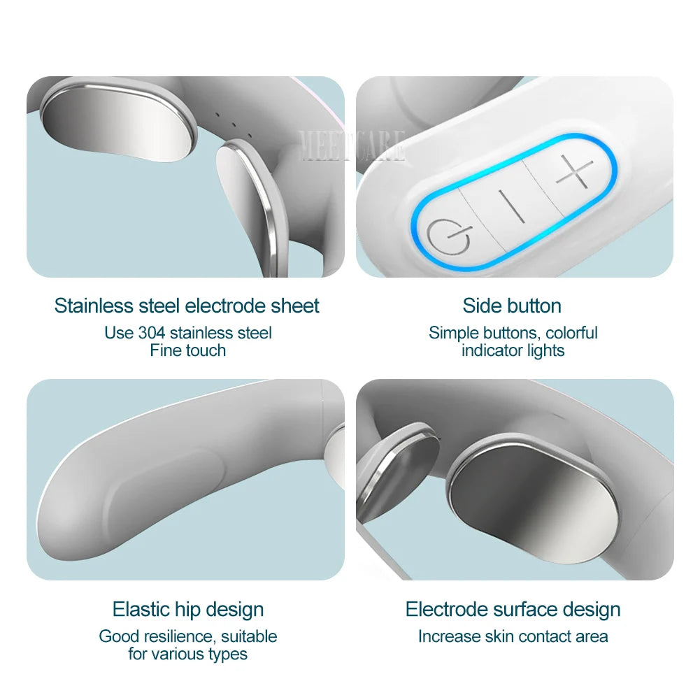 Smart Heated Neck & Back Massager – Wireless TENS Pulse Muscle Relaxer for Shoulder & Pain Relief