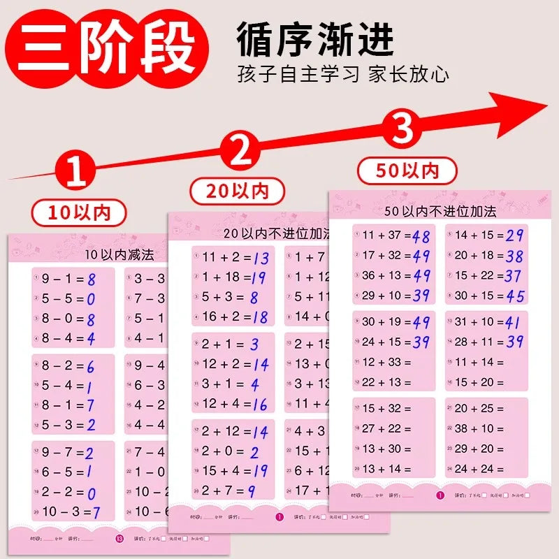 Children’s Math Practice Book – 80 Pages Addition & Subtraction Workbook for Kids Ages 2–5