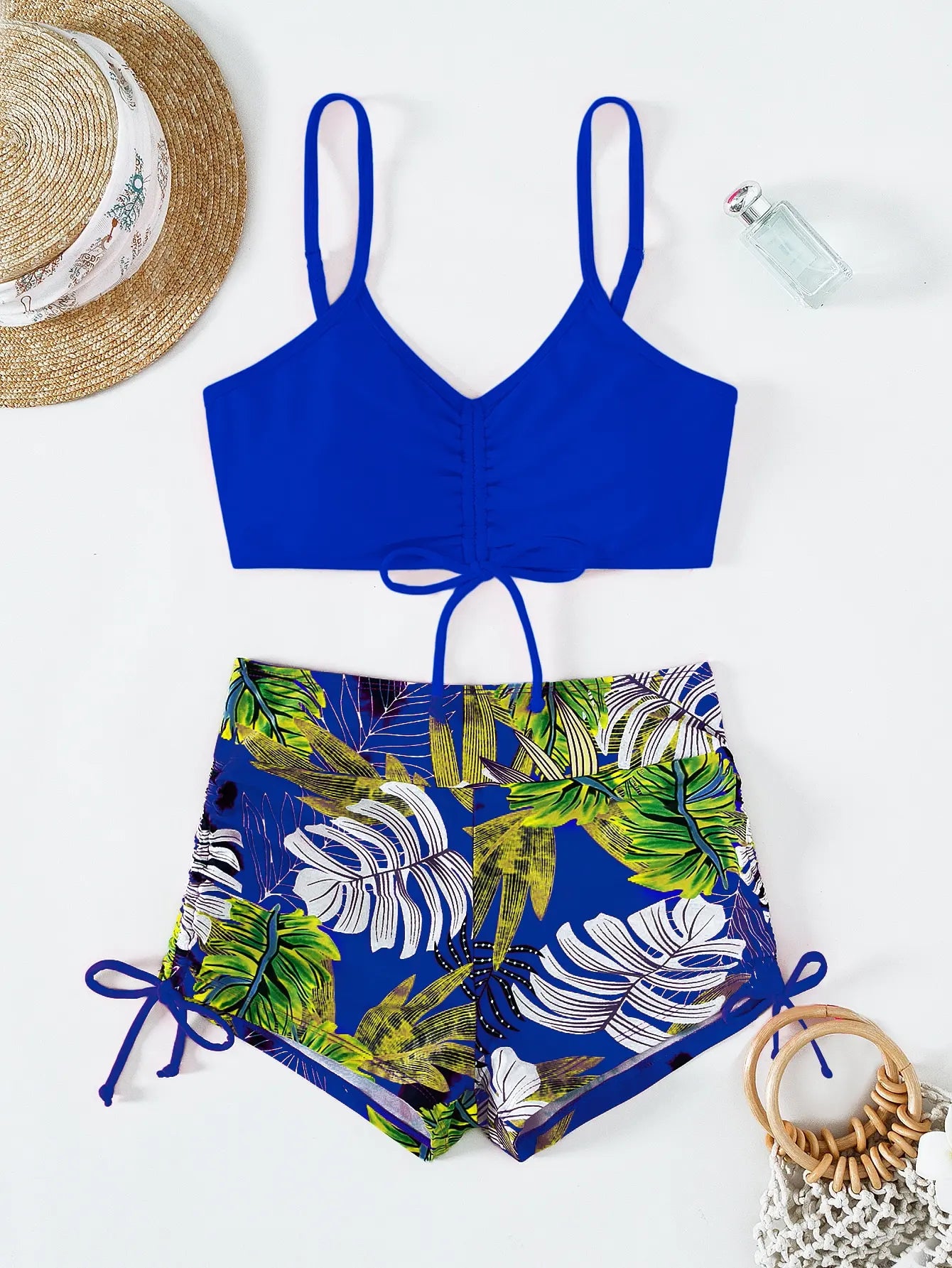Drawstring Front Shorts Bikinis 2025 High Waist Swimsuit Women Swimwear Female Bathers Bathing Swimming Swim Suit Beachwear