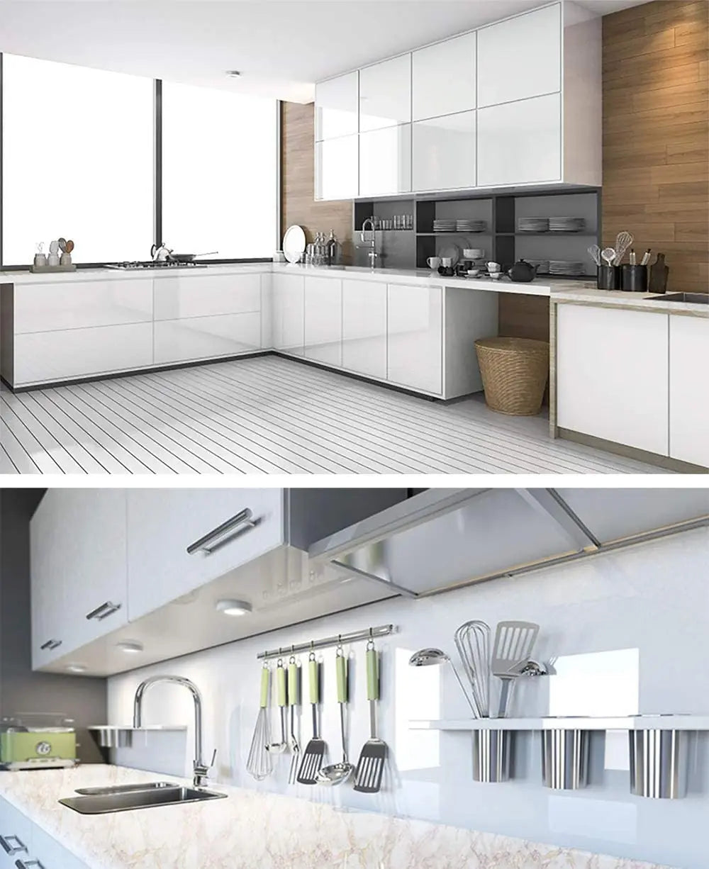 PVC Pearl Waterproof Wallpaper – DIY Self-Adhesive Black/White High Gloss Wall & Furniture Stickers