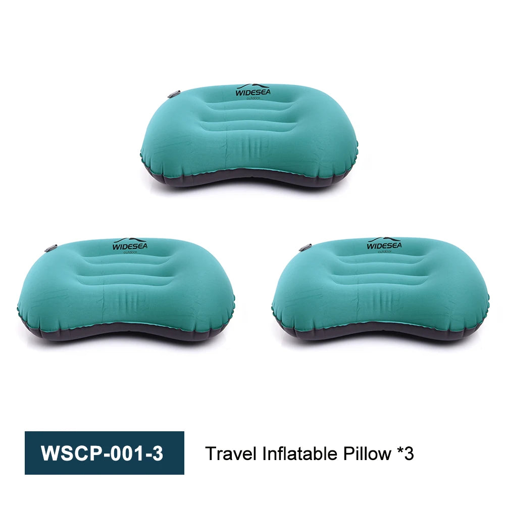 Widesea Portable Inflatable Pillow Camping Equipment Compressible Folding Air Cushion Outdoor Protective Tourism Sleeping Gear