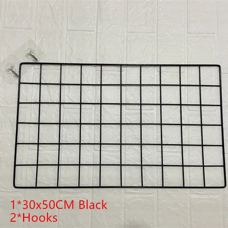 2/1pcs Iron Grid Wall Rack – INS Style Wall Decoration & Mesh Organizer Shelf for Home Display