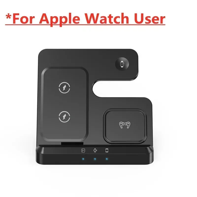 Foldable Wireless Charger Station for iPhone, Apple Watch & AirPods Fast Charging Dock