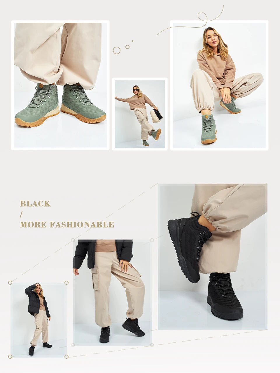 Baasploa Winter Women Sneakers – Plush Warm Waterproof Snow Boots