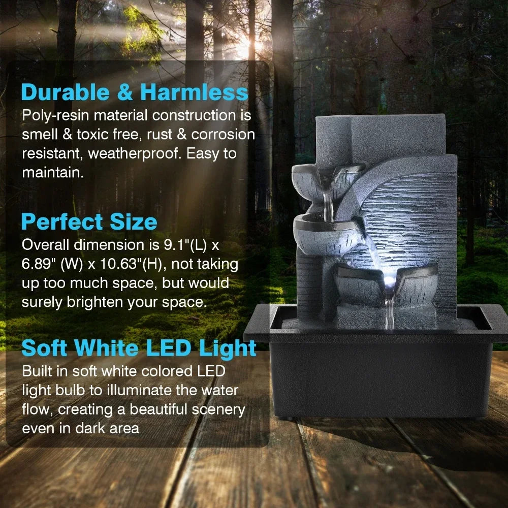 Mini Indoor Feng Shui Water Fountain – LED Geomantic Ball Tabletop Decoration