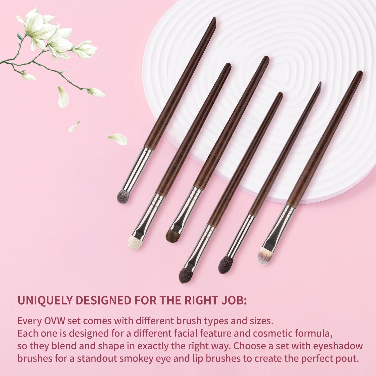 OVW 12pcs Professional Makeup Brush Set – Natural Hair Eye Shadow, Eyeliner, Eyebrow & Lip Brushes Beauty Tools