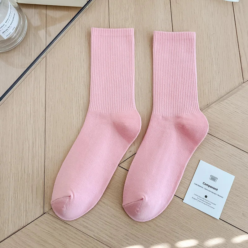 Japanese Fashion Sports Socks – Unisex Cotton Street Style Crew Socks for Autumn & Winter