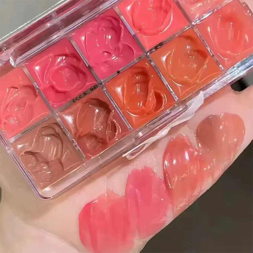 FLORTTE 10-Color Lip Palette – Glossy, Moisturizing & Pigmented Lip Gloss & Lipstick Set