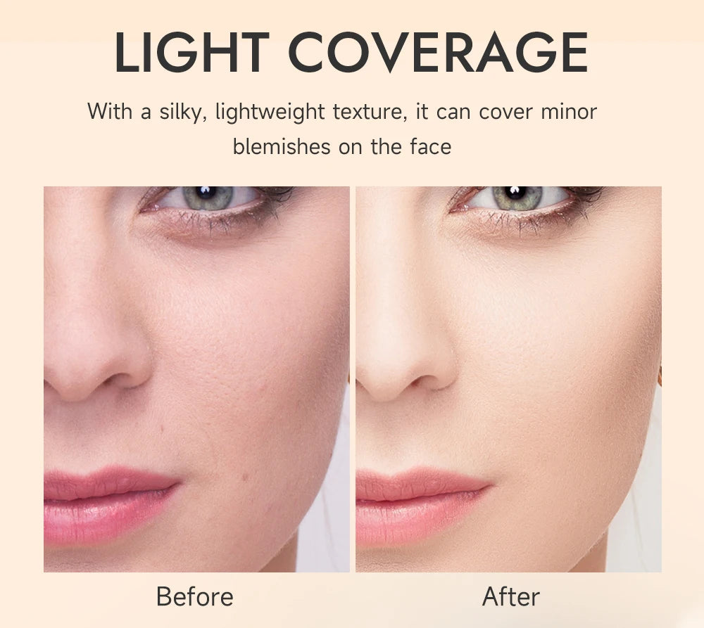 2-Color Brightening CC Cream with Puff – Even Skin Tone & Conceal Pores, Women’s Makeup Cosmetics