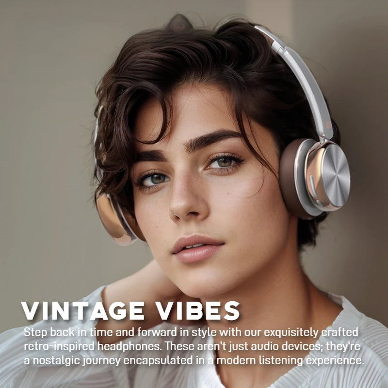 Sansui DT11 ANC Wireless Bluetooth Headphones – Retro Over-Ear Headset with -45dB Active Noise Cancellation & 50H Playtime