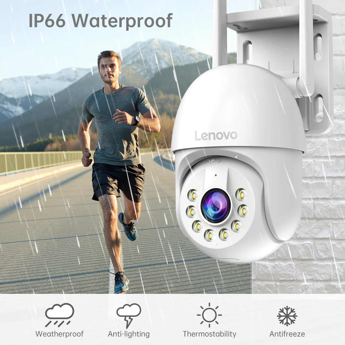 Lenovo 5MP Smart WiFi Outdoor PTZ Camera – 5x Zoom, Auto Tracking, ONVIF, Night Vision Security IP CCTV Camera