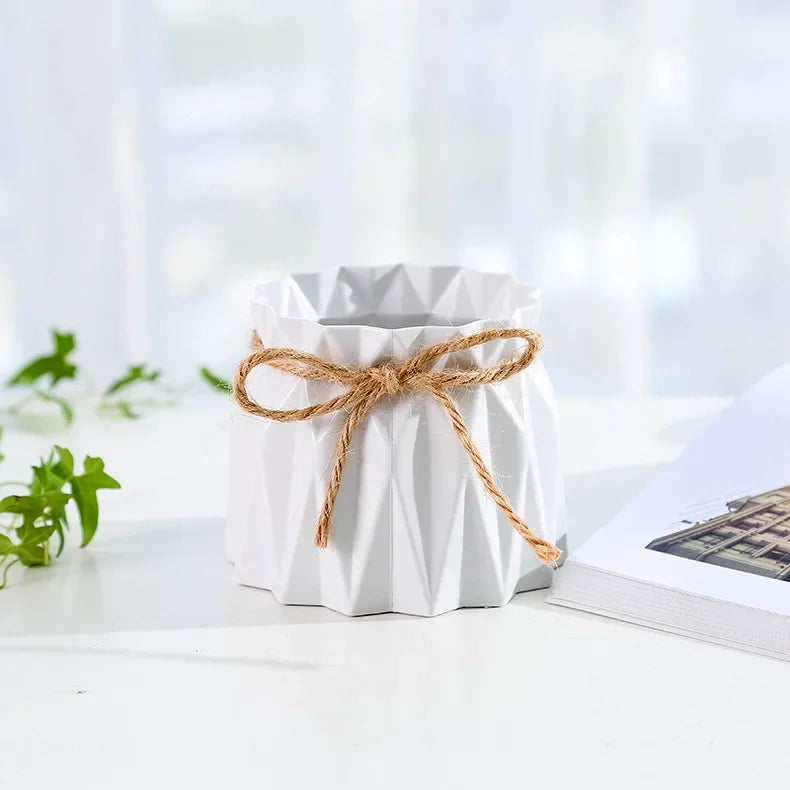 Nordic Flower Vase – Imitation Ceramic Plastic Vase for Home, Desktop & Event Décor
